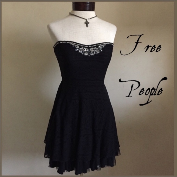 Free People✨✨Lace Strapless Embellished Dress - Picture 7 of 8